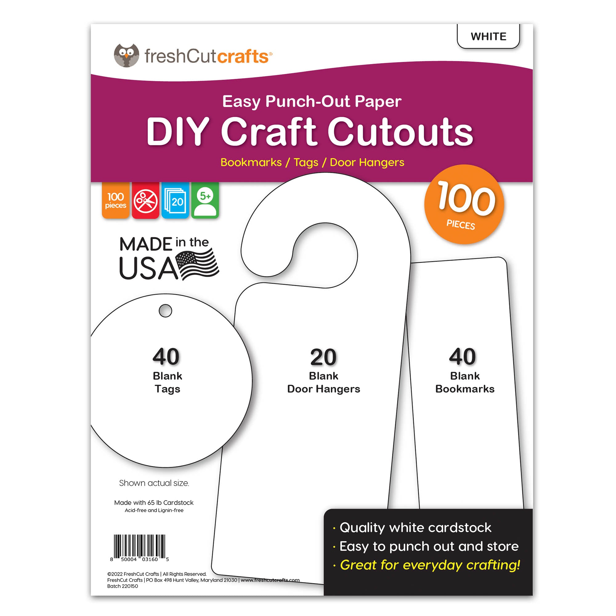 DIY Craft Cutouts 100 PCS Blank Bookmarks, Door Hangers, Gift Tags - W –  FreshCut Crafts